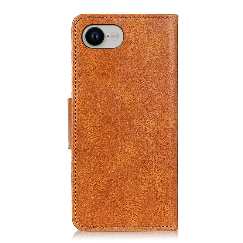 For iPhone 16e Hoesje RFID-blokkering Echt Rundleder Portemonnee Hoes - Bruin