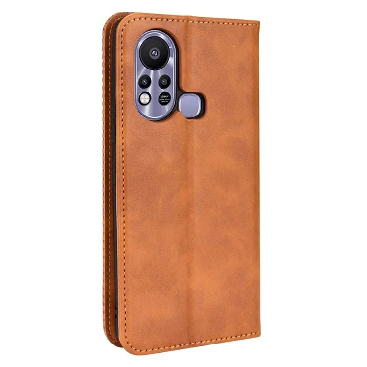 Für Infinix Hot 11s / Hot 11s NFC 4G Retro Textur PU Leder Hülle Gedruckter Muster Magnetisch Automatisch Absorbiertes Telefon Stand Wallet Wallet - Braun