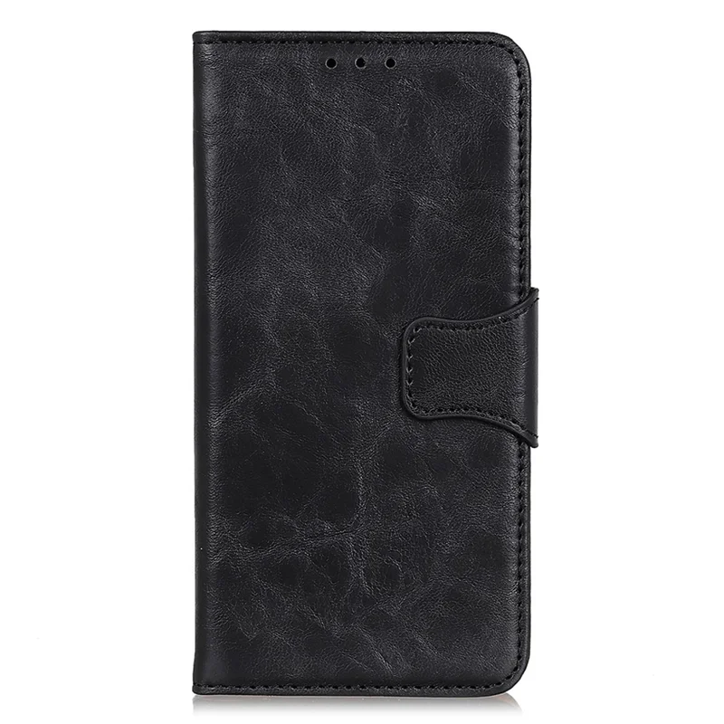 For Samsung Galaxy S25 Edge Case Crazy Horse Texture Split Leather Wallet Phone Cover - Black