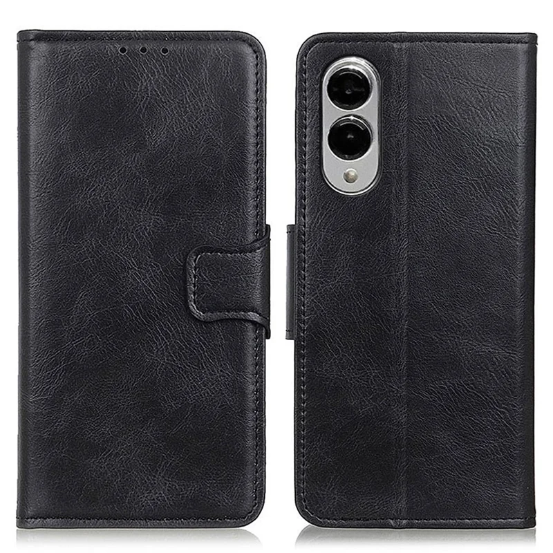 For Samsung Galaxy S25 Edge Case RFID Blocking Genuine Cow Leather Wallet Phone Cover - Black