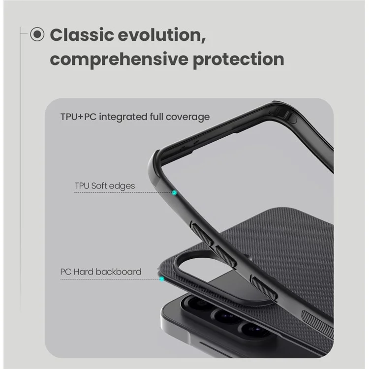 NILLKIN Frosted Shield Pro per Samsung Galaxy A56 5G Cover Opaca PC + TPU Custodia per Cellulare - Nero