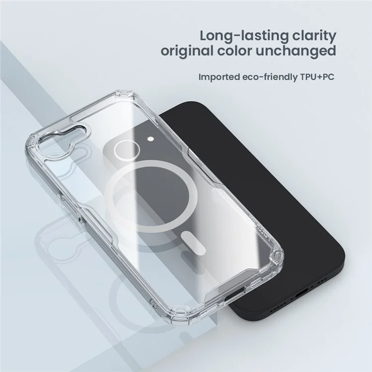 NILLKIN Nature Pro Series для iPhone 16e магнитный чехол TPU + PC ультра прозрачный телефонный чехол