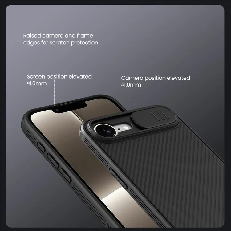 NILLKIN Camshield Pro Series pour étui iPhone SE (2025) PC + TPU Couvercle coulissant pour caméra Protection de téléphone - Noir
