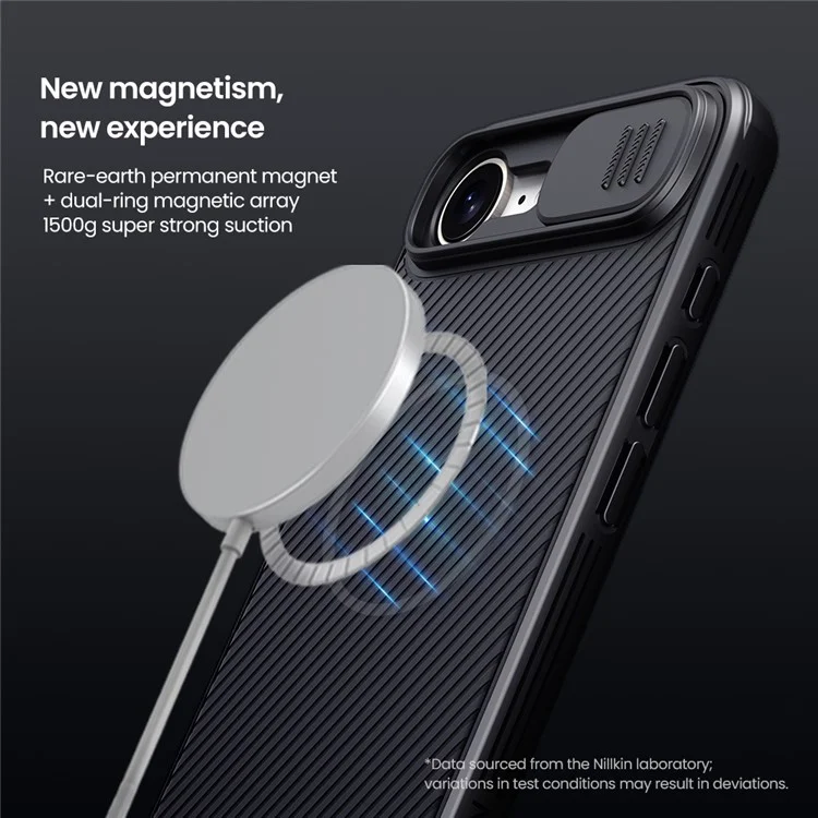NILLKIN Camshield Pro pour Étui iPhone 16e Coque TPU + PC Magnétique avec Glissière Caméra - Noir