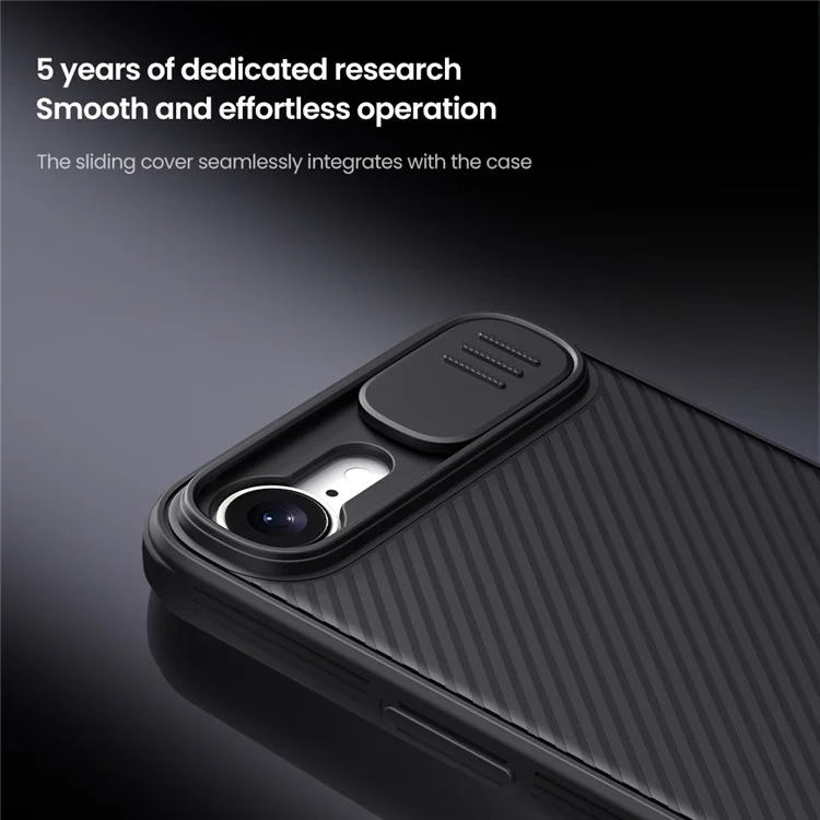 NILLKIN Camshield Pro pour Étui iPhone 16e Coque TPU + PC Magnétique avec Glissière Caméra - Noir