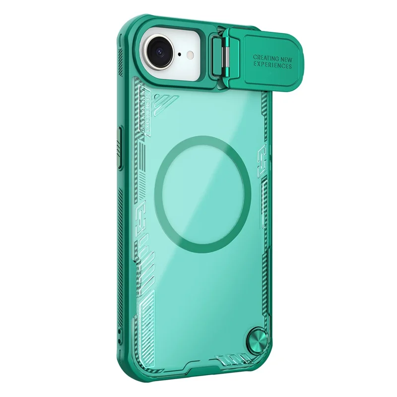 NILLKIN Iceblade Prop For iPhone 16e Magnetic Case Lens Cover Kickstand PC + TPU Phone Cover - Green