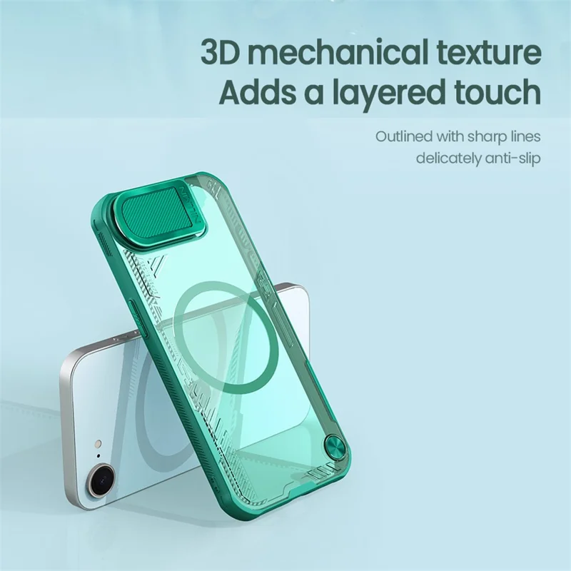 NILLKIN Iceblade Prop For iPhone 16e Magnetic Case Lens Cover Kickstand PC + TPU Phone Cover - Green
