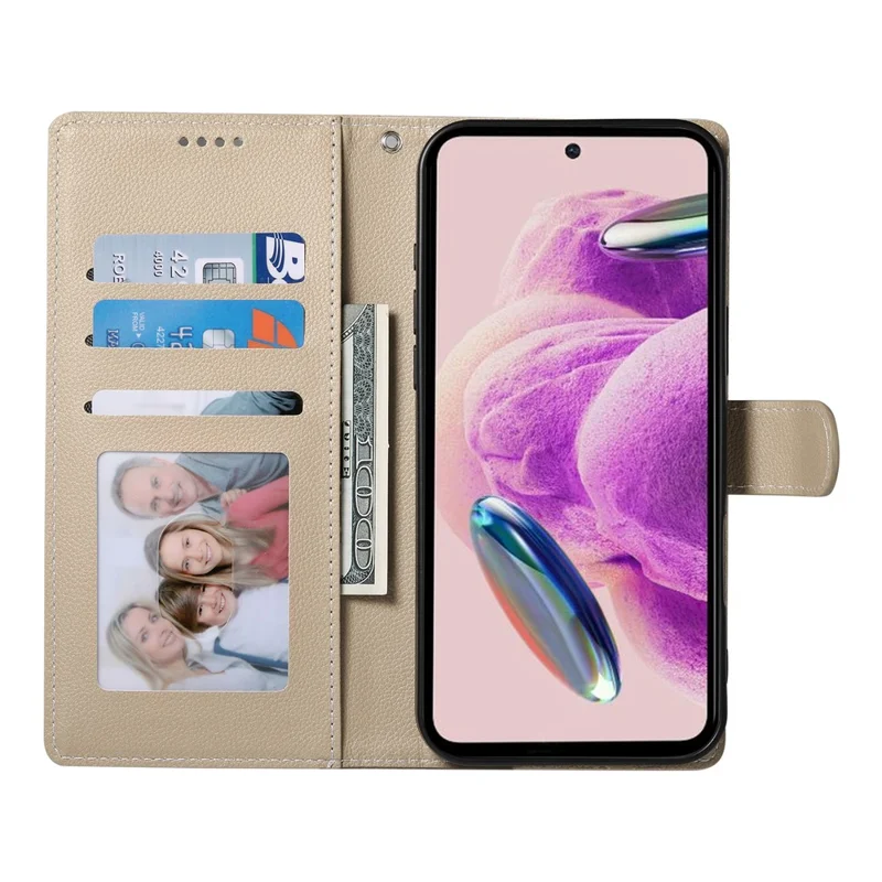 For Xiaomi 14T Pro Stand Case Litchi Texture Leather Wallet Phone Cover Magnetic Snap - Apricot