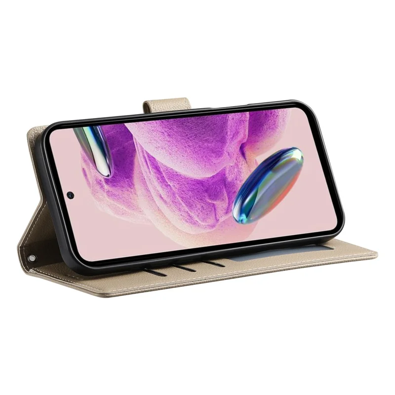 For Xiaomi 14T Pro Stand Case Litchi Texture Leather Wallet Phone Cover Magnetic Snap - Apricot