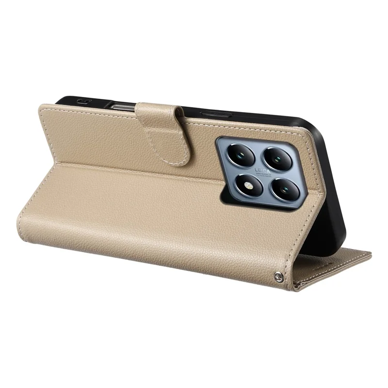 For Xiaomi 14T Pro Stand Case Litchi Texture Leather Wallet Phone Cover Magnetic Snap - Apricot