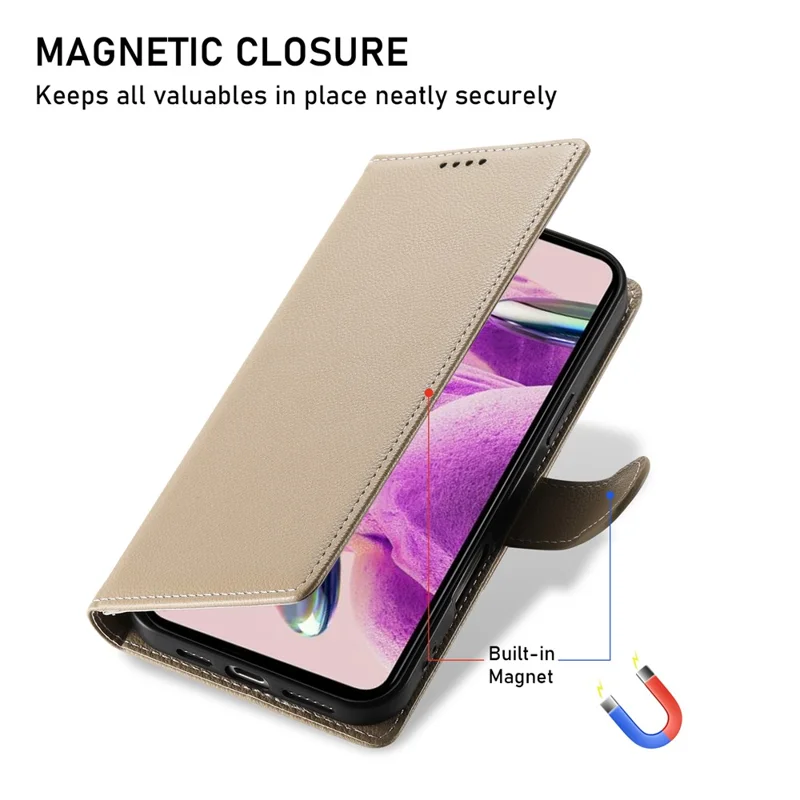 For Xiaomi 14T Pro Stand Case Litchi Texture Leather Wallet Phone Cover Magnetic Snap - Apricot