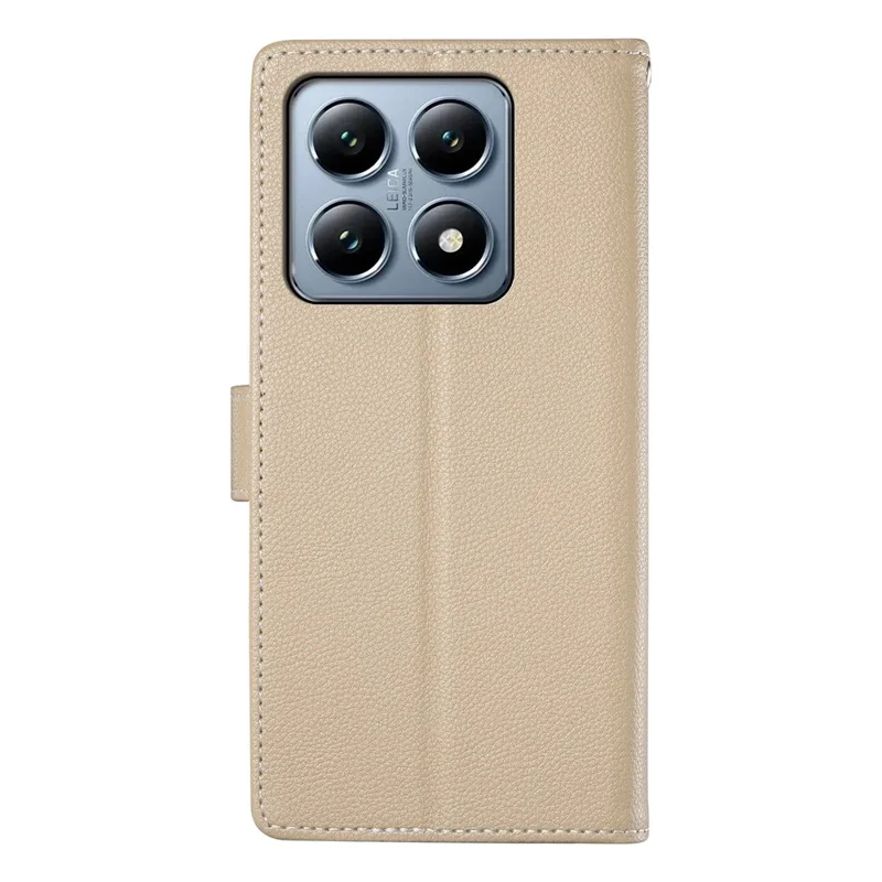 For Xiaomi 14T Pro Stand Case Litchi Texture Leather Wallet Phone Cover Magnetic Snap - Apricot