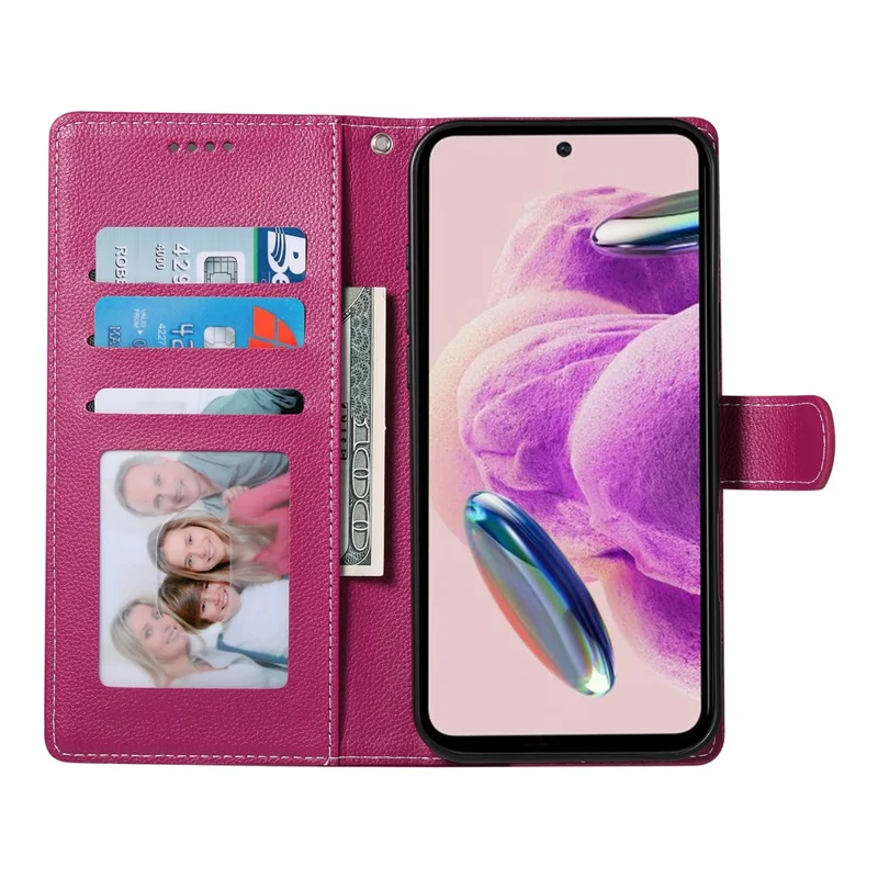 For Xiaomi 14T Pro Stand Case Litchi Texture Leather Wallet Phone Cover Magnetic Snap - Rose