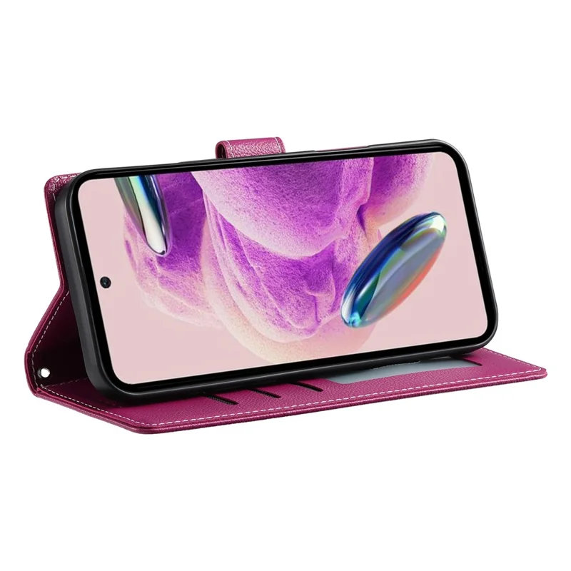 For Xiaomi 14T Pro Stand Case Litchi Texture Leather Wallet Phone Cover Magnetic Snap - Rose