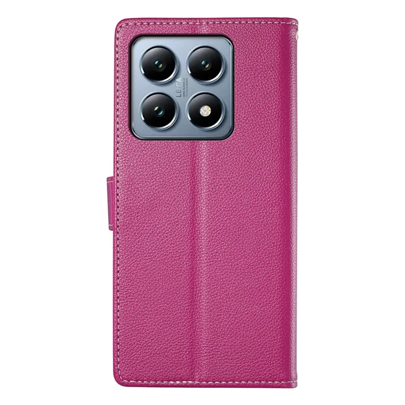 For Xiaomi 14T Pro Stand Case Litchi Texture Leather Wallet Phone Cover Magnetic Snap - Rose