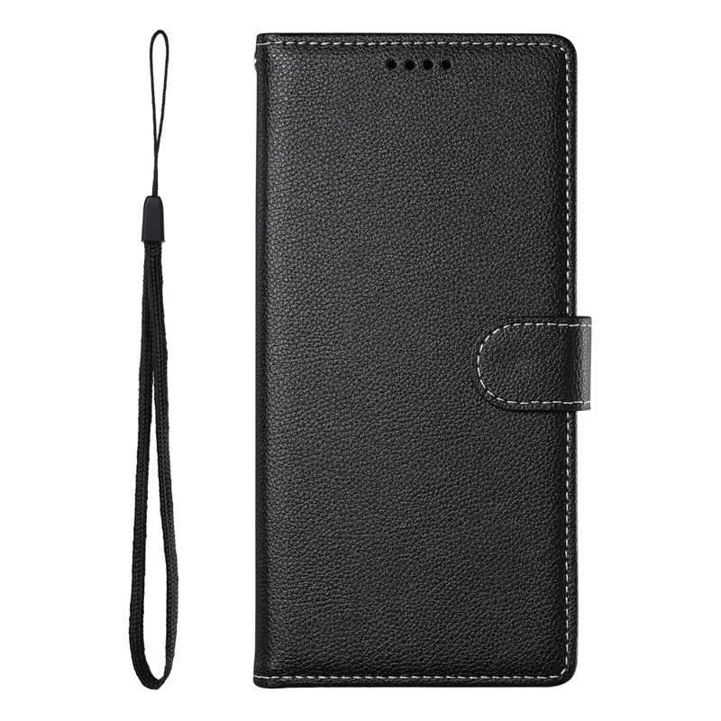 DF-012 For Xiaomi Redmi Note 14 Pro 5G / Poco X7 5G Case Litchi Texture Leather Magnetic Clasp Wallet Stand Phone Cover - Black
