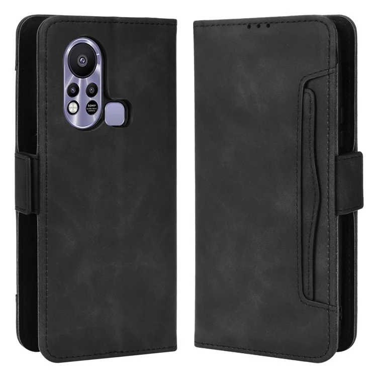 Para Infinix Hot 11s / Hot 11s NFC 4G Slots de Cartão Múltiplo PU Cael Capa Duplome - Preto