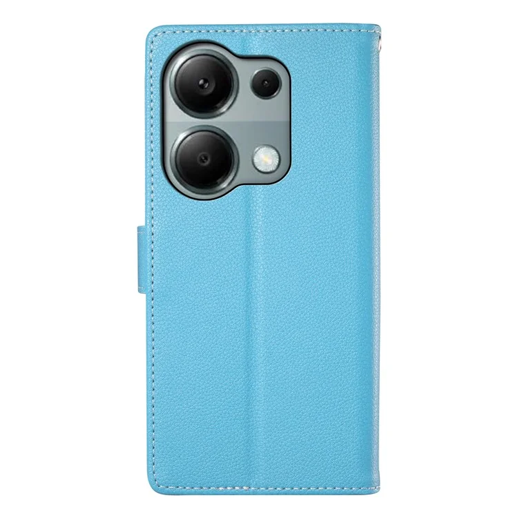 DF-012 Für Xiaomi Redmi Note 13 Pro 4G Hülle Lederstruktur mit Magnetverschluss Brieftasche Ständer Handyhülle mit Handschlaufe - Himmelblau