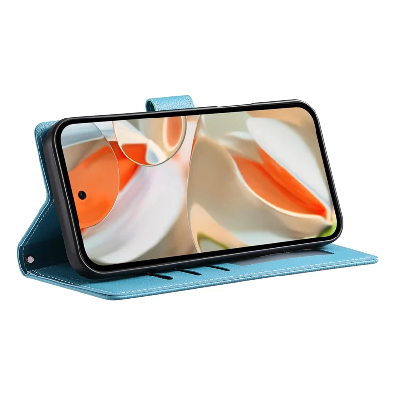 For Google Pixel 9 Pro XL Stand Case Litchi Texture Leather Wallet Phone Cover Magnetic Snap - Sky Blue