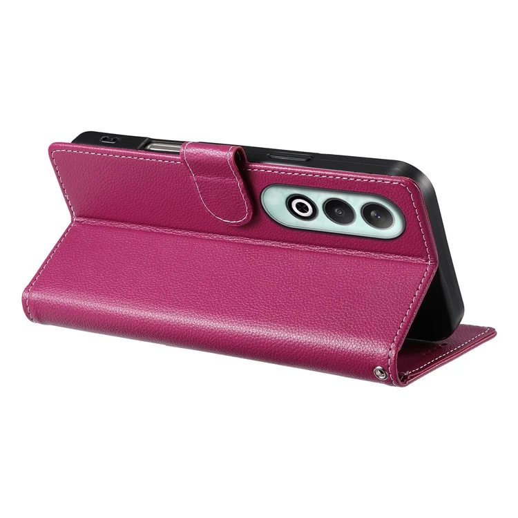 DF-012 For OnePlus Nord CE4 5G Case Litchi Texture Leather Magnetic Clasp Wallet Stand Phone Cover - Rose