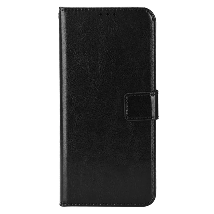 Per Realme 9i 5G Telefono Flip Whatet Case Stand Crazy Horse Texture Class Magnetico Copertura Per Telefono Guscio Protettivo - Nero
