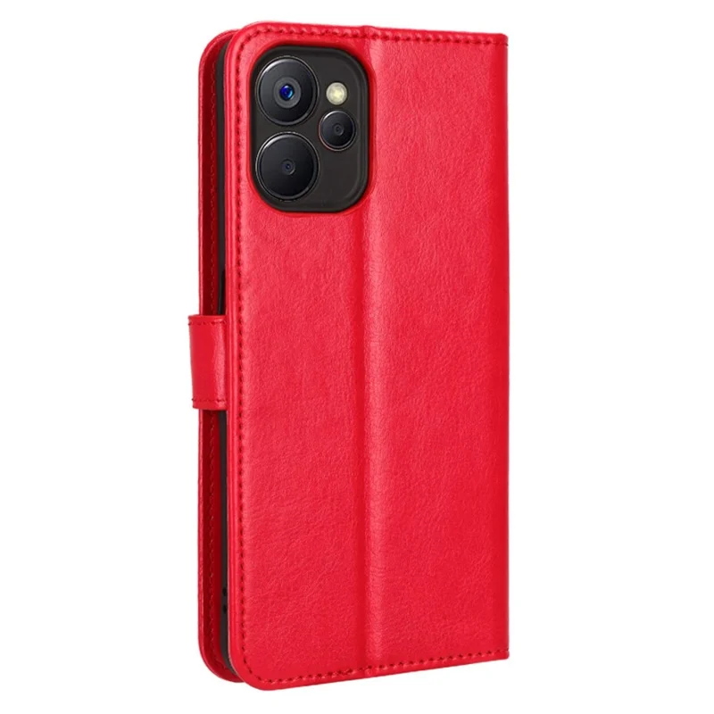 Étui portefeuille à rabat en cuir pour Realme 9i 5G / 10 5G / 10T 5G, support mains libres, texture cheval sauvage, fermoir magnétique, housse protectrice - Rouge