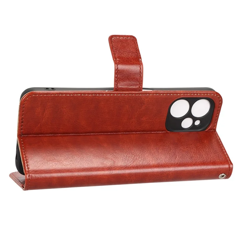 Étui portefeuille à rabat en cuir pour Realme 9i 5G / 10 5G / 10T 5G, support mains libres, texture cheval sauvage, fermoir magnétique, coque de protection - Marron