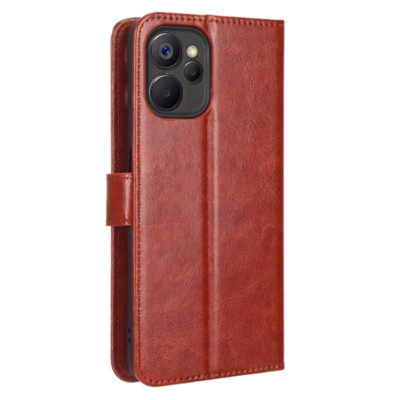 Étui portefeuille à rabat en cuir pour Realme 9i 5G / 10 5G / 10T 5G, support mains libres, texture cheval sauvage, fermoir magnétique, coque de protection - Marron