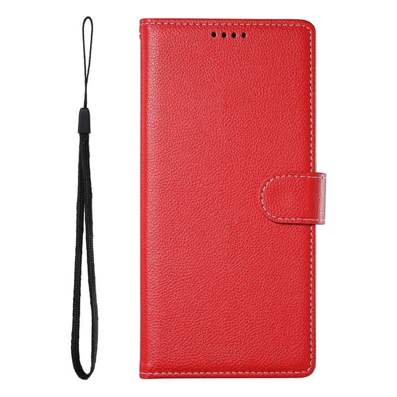 DF-012 For Samsung Galaxy S24 Ultra Case Litchi Texture Leather Wallet Stand Phone Cover - Red