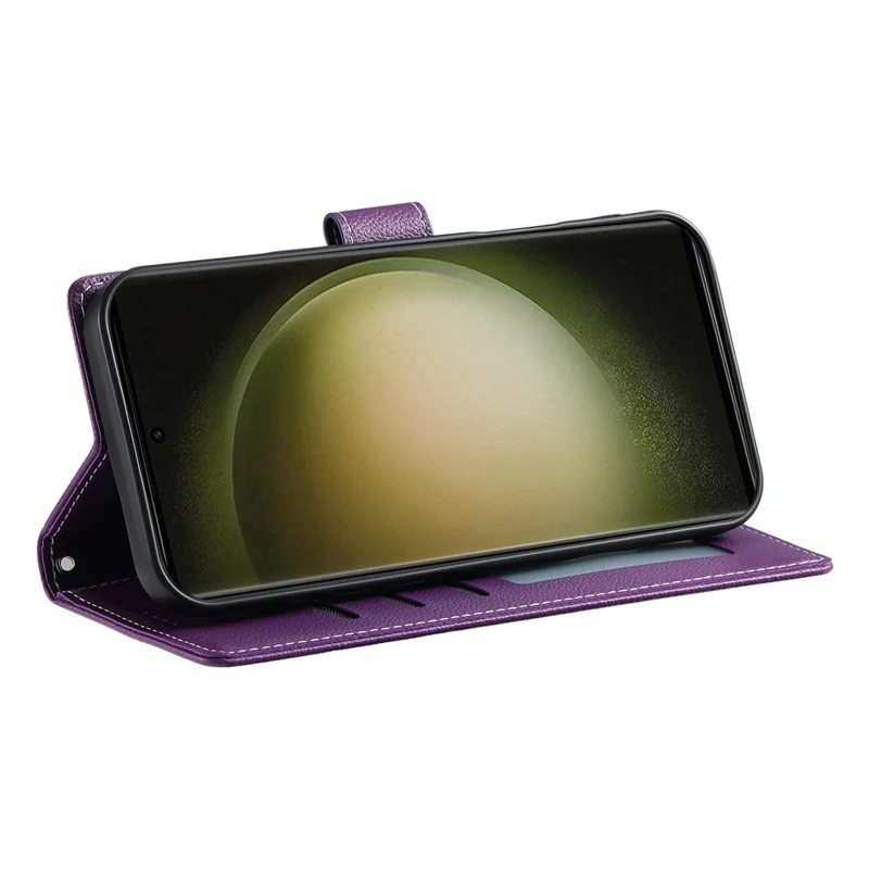 DF-012 Per Cover Portafoglio in Pelle con Texture Litchi per Samsung Galaxy S23 FE - Viola