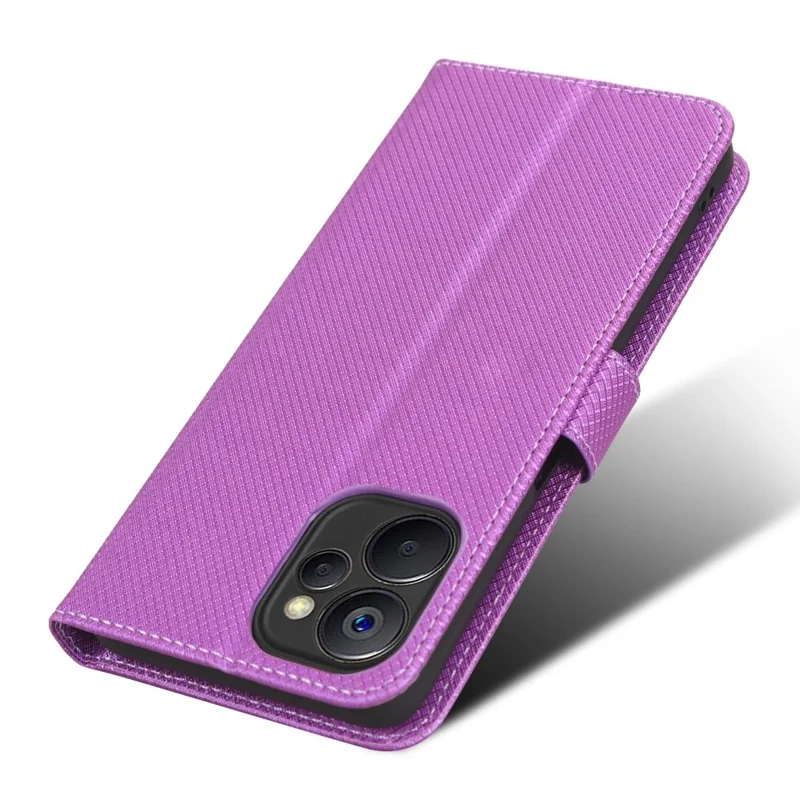 Anti-scratch Phone Cover For Realme 9i 5G / 10 5G / 10T 5G Anti-fall Phone Shell Diamond Texture PU Leather Wallet Case Stand - Purple