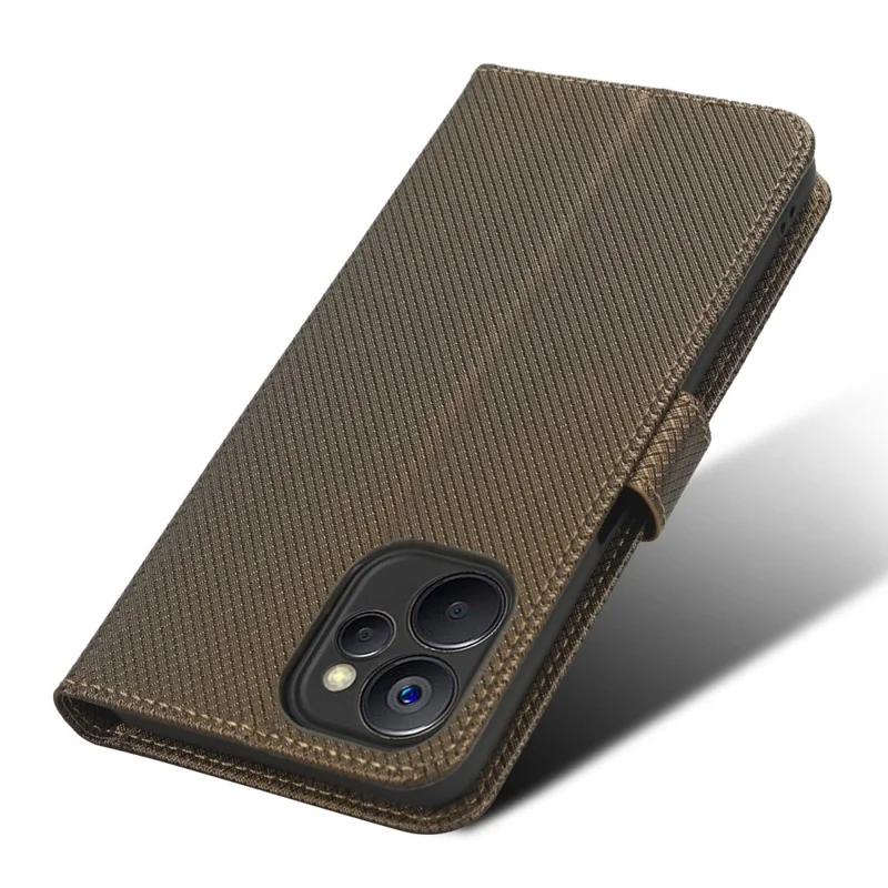 Anti-scratch Phone Cover For Realme 9i 5G / 10 5G / 10T 5G Anti-fall Phone Shell Diamond Texture PU Leather Wallet Case Stand - Brown