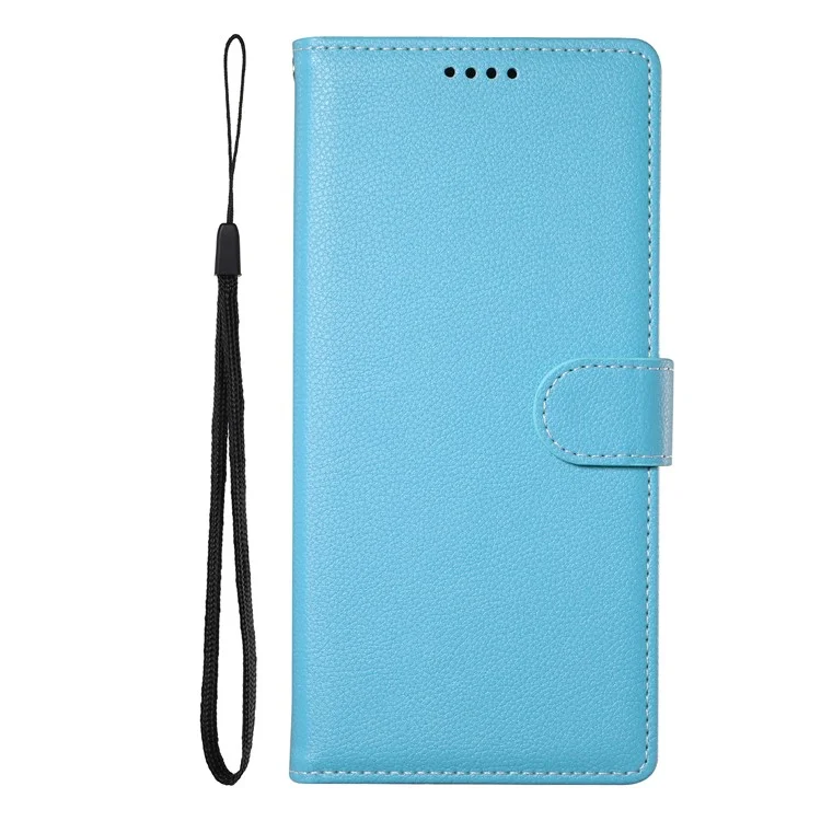 DF-012 Étui pour Samsung Galaxy A25 5G (Global) (161,0 x 76,5 x 8,3 mm) Texture de litchi Portefeuille en cuir Support Housse de téléphone - Bleu ciel