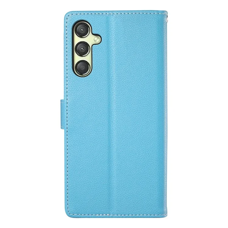DF-012 Étui pour Samsung Galaxy A25 5G (Global) (161,0 x 76,5 x 8,3 mm) Texture de litchi Portefeuille en cuir Support Housse de téléphone - Bleu ciel