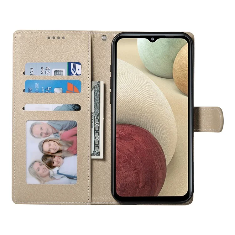 DF-012 Per Samsung Galaxy A54 5G Cover Effetto Pelle di Litchi con Chiusura Magnetica Portafoglio Supporto Telefono - Albicocca