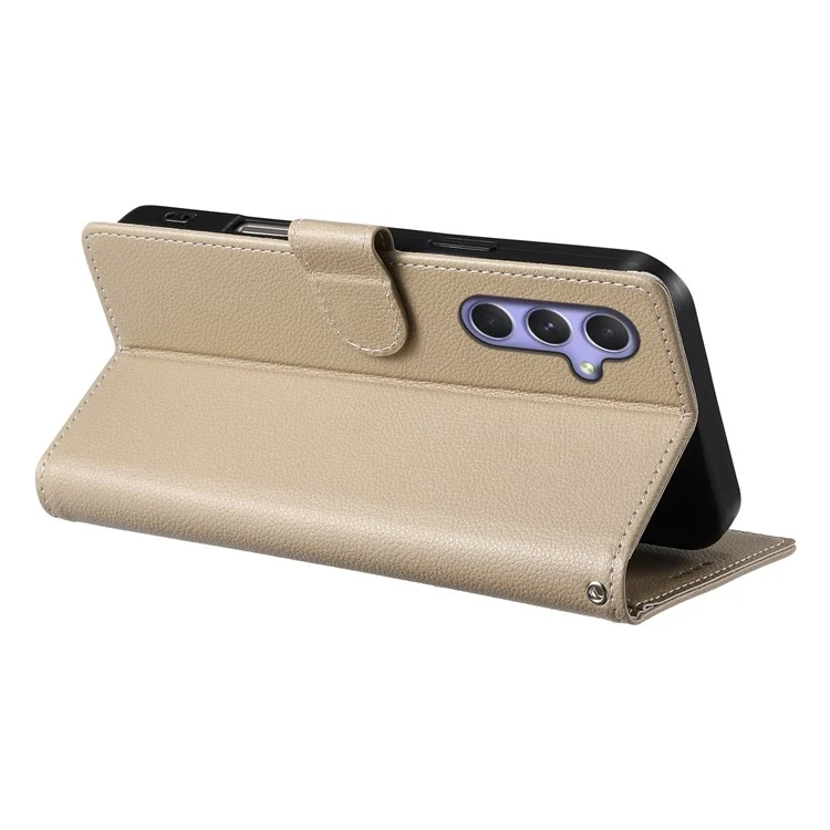 DF-012 Per Samsung Galaxy A54 5G Cover Effetto Pelle di Litchi con Chiusura Magnetica Portafoglio Supporto Telefono - Albicocca