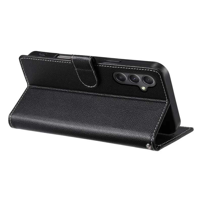 DF-012 Per Samsung Galaxy A35 5G Cover in Pelle Effetto Liscia con Chiusura Magnetica Portafoglio Supporto Telefono - Nero