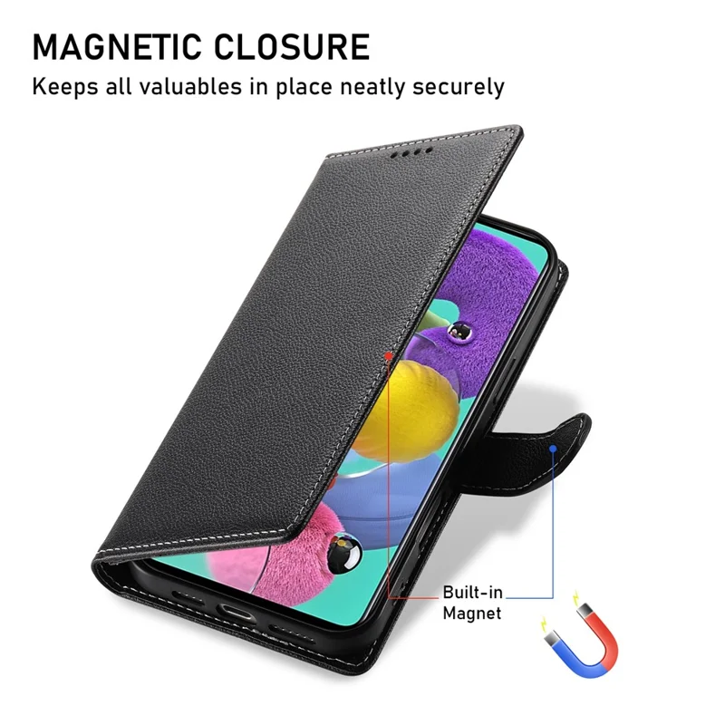 DF-012 Per Samsung Galaxy A35 5G Cover in Pelle Effetto Liscia con Chiusura Magnetica Portafoglio Supporto Telefono - Nero