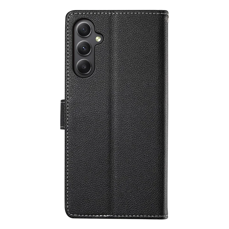 DF-012 Per Samsung Galaxy A35 5G Cover in Pelle Effetto Liscia con Chiusura Magnetica Portafoglio Supporto Telefono - Nero