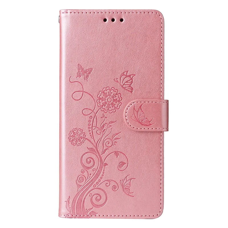 Til Xiaomi Poco F7 Pro 5G / Redmi K80 5G Etui med Butterfly Floral Print, Wallet, Stå og Læder - Pink
