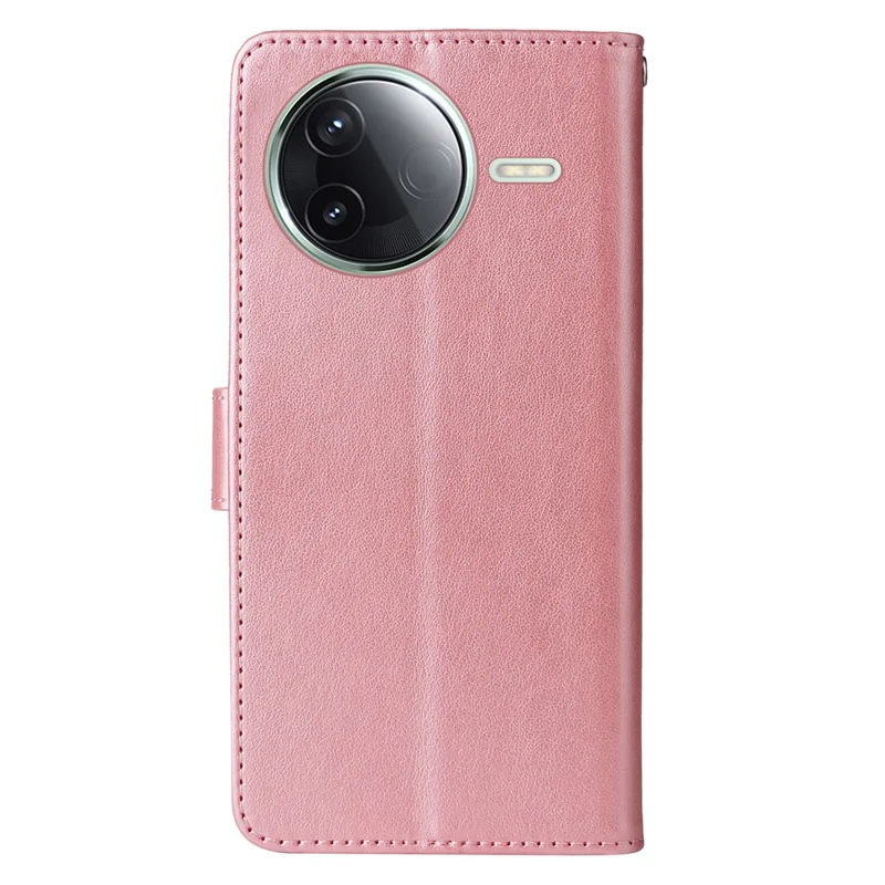 Til Xiaomi Poco F7 Pro 5G / Redmi K80 5G Etui med Butterfly Floral Print, Wallet, Stå og Læder - Pink