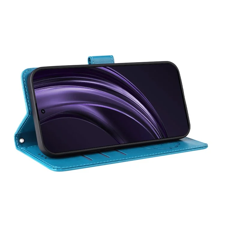 Per Oppo Reno13 5G (Globale) Custodia Farfalla Stampa floreale Portafoglio Stand Custodia in pelle per telefono - Blu