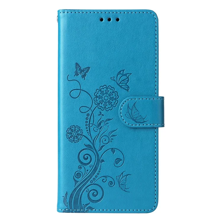 Per Oppo Reno13 5G (Globale) Custodia Farfalla Stampa floreale Portafoglio Stand Custodia in pelle per telefono - Blu