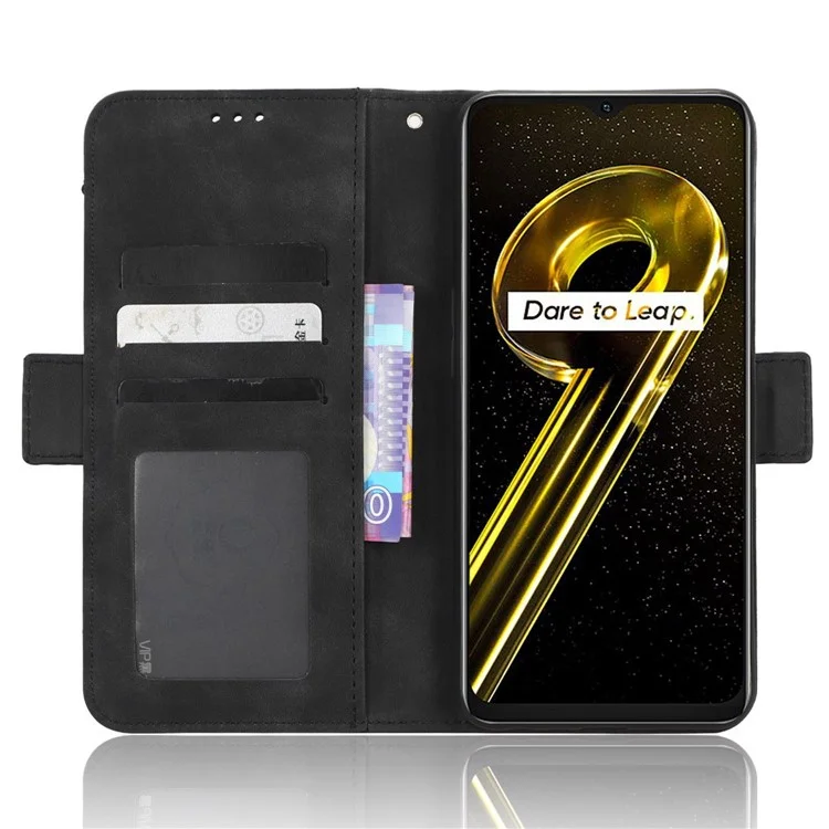 Per la Custodia Per Telefono in Pelle PU Realme 9i 5G Con Slot a Più Schede a Doppia Chiusura Magnetica Con Telaio Con Portafoglio Standard Con Portafoglio - Nero