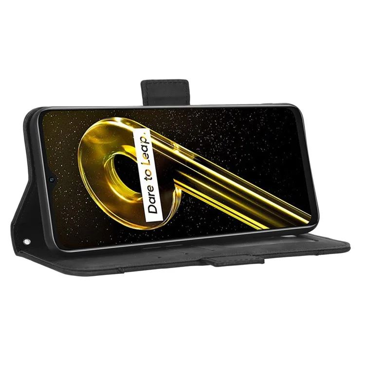 Per la Custodia Per Telefono in Pelle PU Realme 9i 5G Con Slot a Più Schede a Doppia Chiusura Magnetica Con Telaio Con Portafoglio Standard Con Portafoglio - Nero
