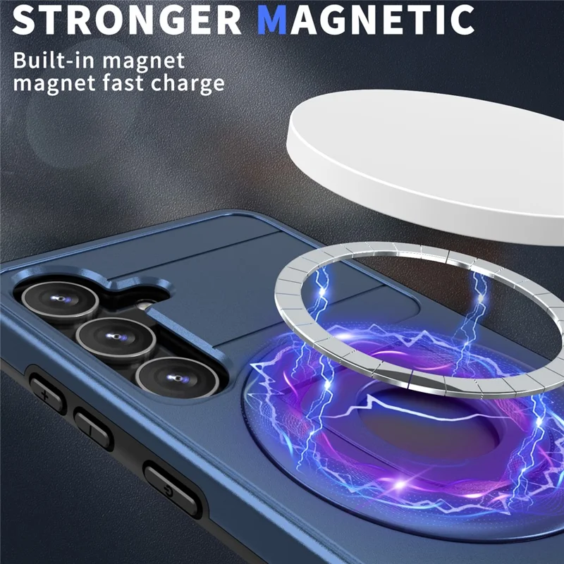 For Samsung Galaxy S25 / S24 Magnetic Case Slide Camshield TPU + PC Kickstand Phone Cover - Blue