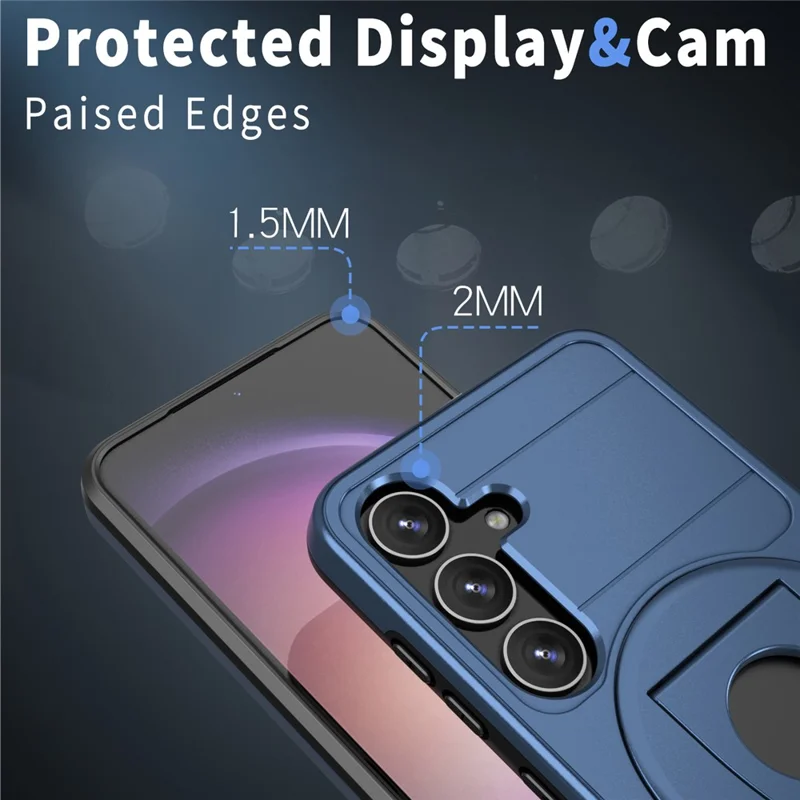 For Samsung Galaxy S25 / S24 Magnetic Case Slide Camshield TPU + PC Kickstand Phone Cover - Blue