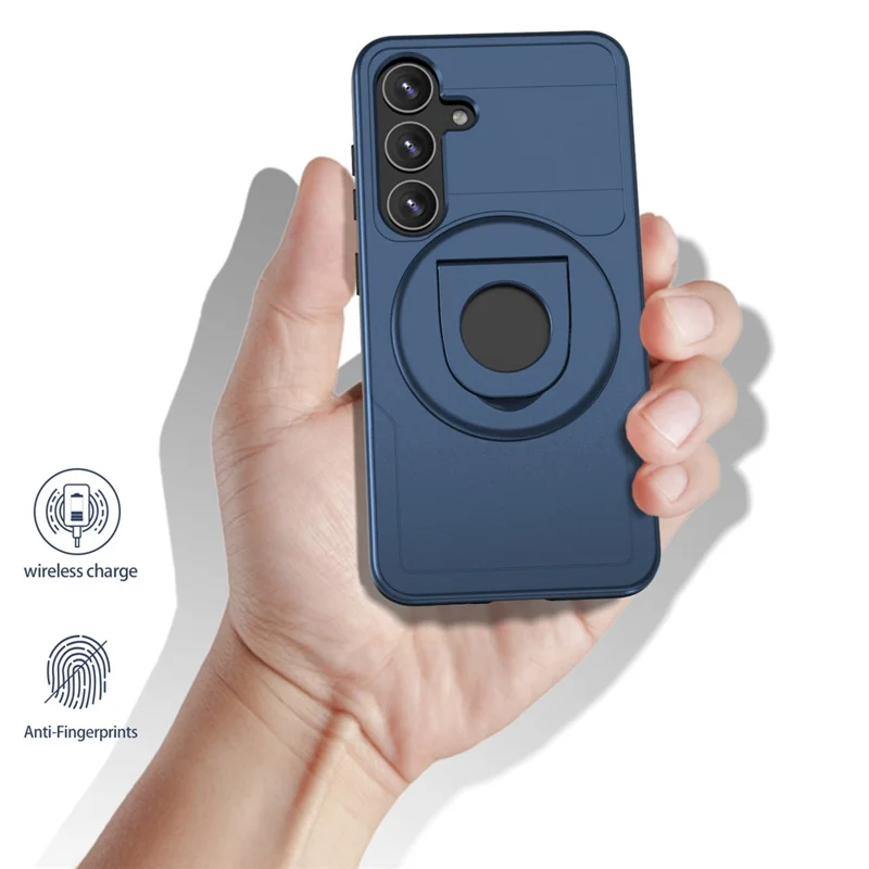 For Samsung Galaxy S25 / S24 Magnetic Case Slide Camshield TPU + PC Kickstand Phone Cover - Blue