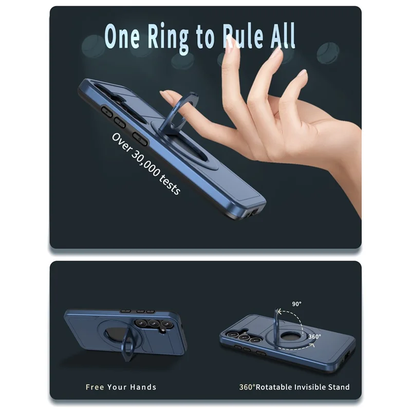 For Samsung Galaxy S25 / S24 Magnetic Case Slide Camshield TPU + PC Kickstand Phone Cover - Blue
