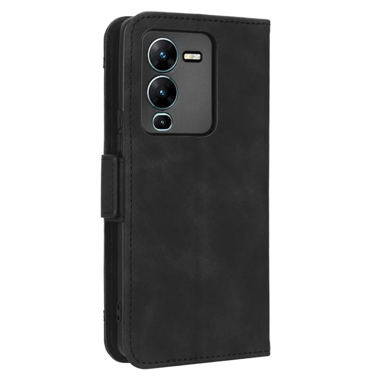 Caixa de Carteira Telefônica Para Vivo V25 Pro 5G / S15 Pro 5G, Caça -llots de Cartão Múltiplo Suporte de Telefone Duplo Fecho Magnético PU Chelha - Preto